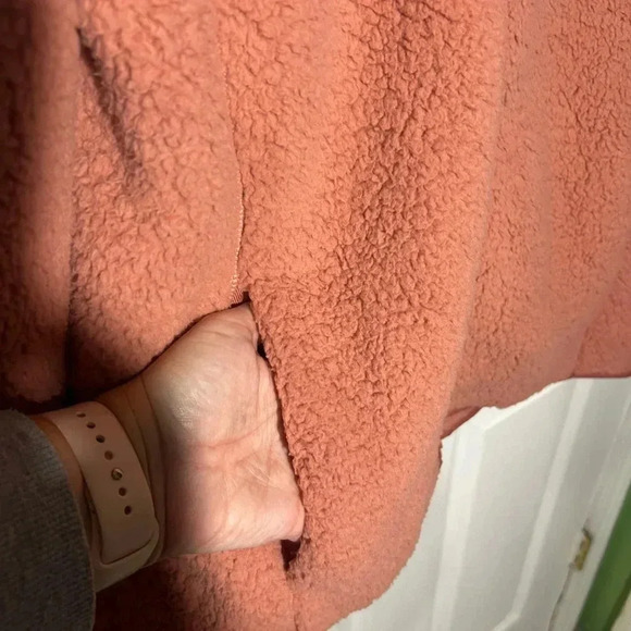 Lands End Sherpa Fleece Full Zip Up Womens Large Jacket Soft - Dark Rose Clay - Picture 5 of 10